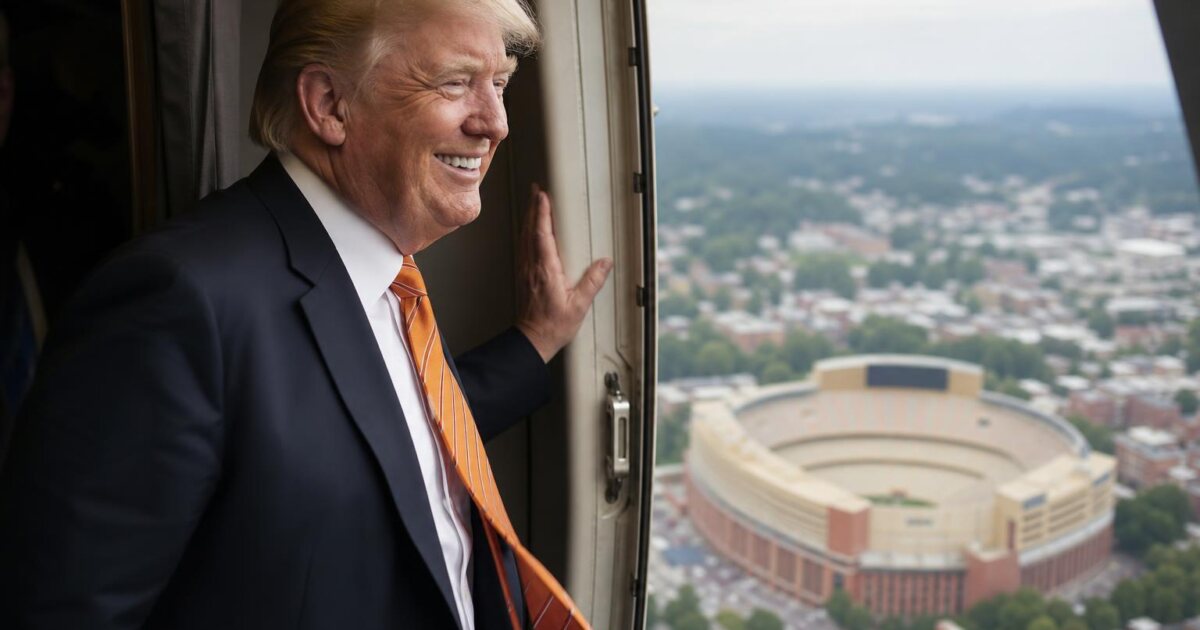 Trump Flies Air Force One in Low Pass Over Neyland Stadium Before Tennessee-Texas Game